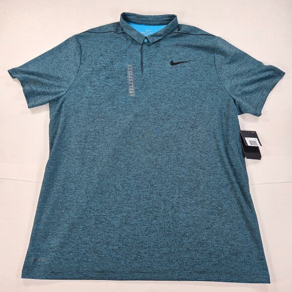 NWT Nike AeroReact Striped Short Sleeve Blue Golf Polo Men's SIze XXL - Picture 1 of 9